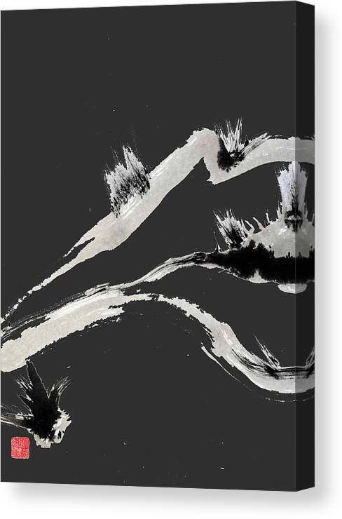 Sumi Canvas Print featuring the painting Night of Solitude by Casey Shannon