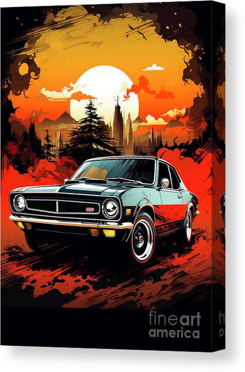 Vehicles Canvas Print featuring the drawing No02175 Retro Honda Civic cars by Clark Leffler
