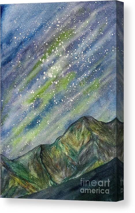 Northern Lights Canvas Print featuring the painting Northern Lights Obstruction Point by Lisa Neuman