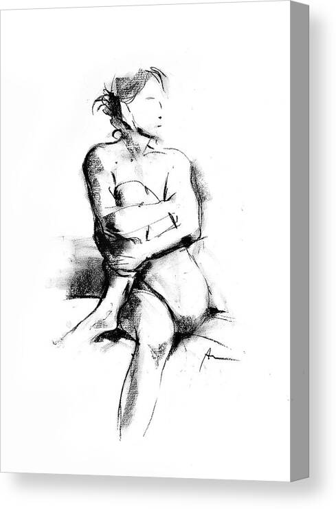 Nude Canvas Print featuring the drawing Nude 014 by Ani Gallery