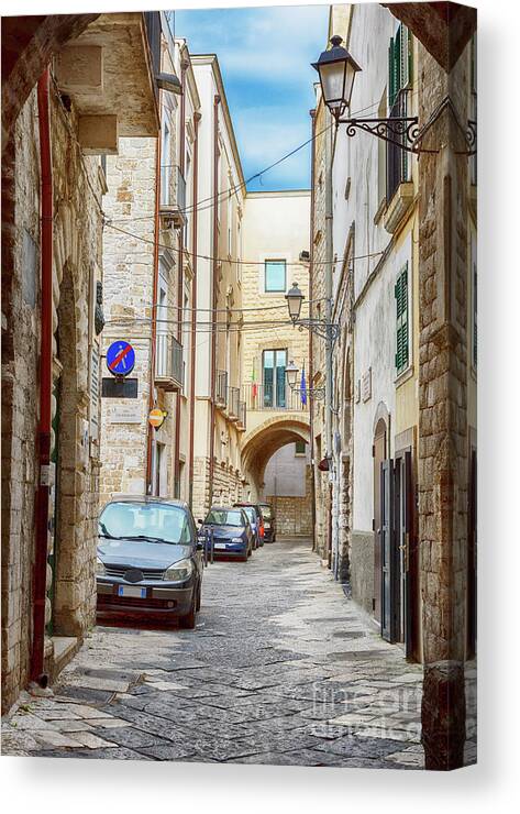 Urban Canvas Print featuring the photograph old center of Bari, Italy by Ariadna De Raadt