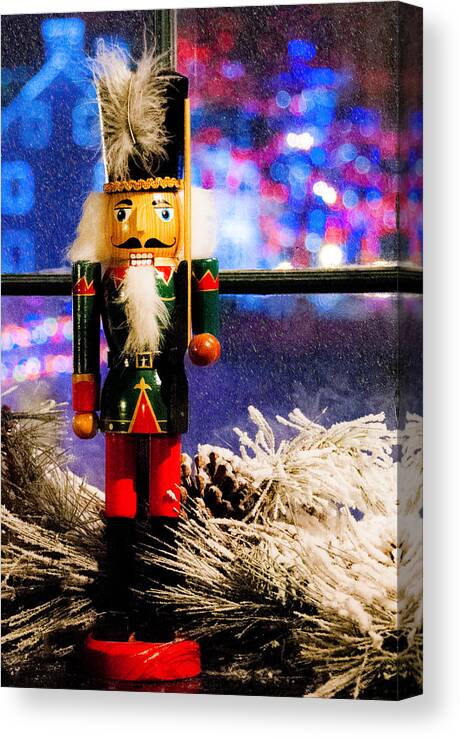 Nutcracker Canvas Print featuring the mixed media On Guard for Christmas by Moira Law