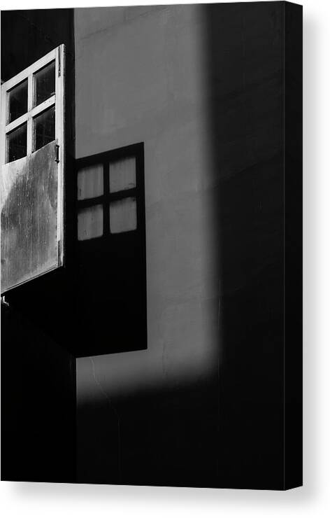 Minimalism Canvas Print featuring the photograph Open Window Squares and Shadows by Prakash Ghai