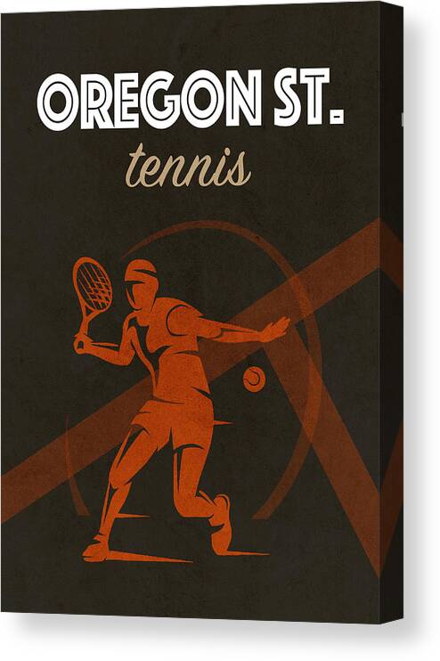 Oregon State Canvas Print featuring the mixed media Oregon State Tennis College Sports Vintage Poster by Design Turnpike