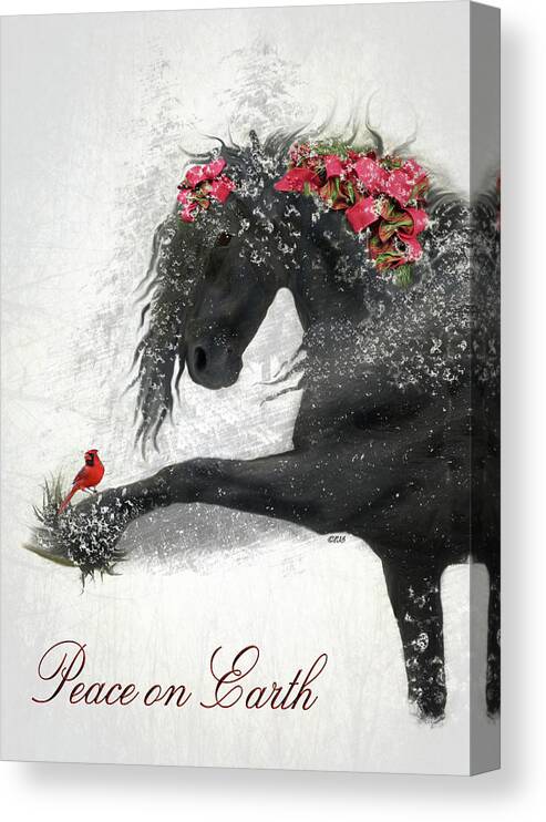 Friesian Holiday Canvas Print featuring the digital art Peace on Earth FJS by Fran J Scott