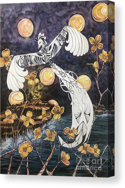 Phoenix Canvas Print featuring the mixed media Phoenix by Mastiff Studios