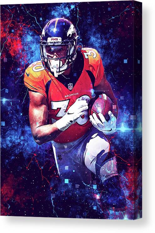 Player Denver Broncos Player Phillip Lindsay Philliplindsay Phillip Lindsay  American Football Canvas Print / Canvas Art by Wrenn Huber - Pixels Canvas  Prints