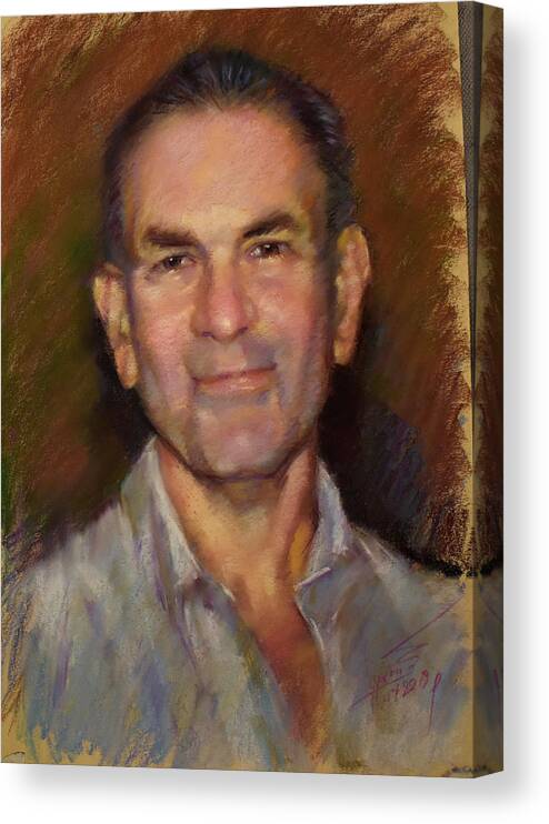 Portrait Canvas Print featuring the painting Portrait in Pastel by Ylli Haruni