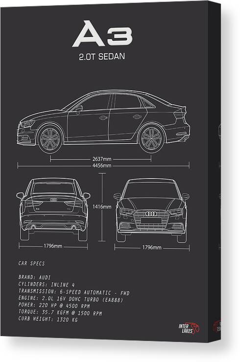 Poster Audi A3 Sedan 2.0 8v Performance 2020 Canvas Print / Canvas Art by  Interlakes - Pixels