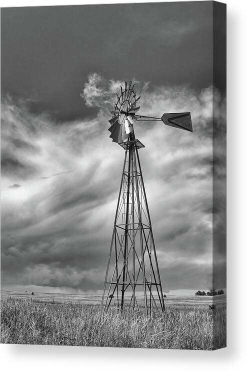 Prairie Canvas Print featuring the photograph Prairie Windmill by Bob Falcone