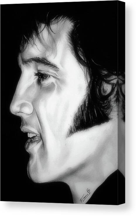 Elvis Canvas Print featuring the drawing Presley by Fred Larucci