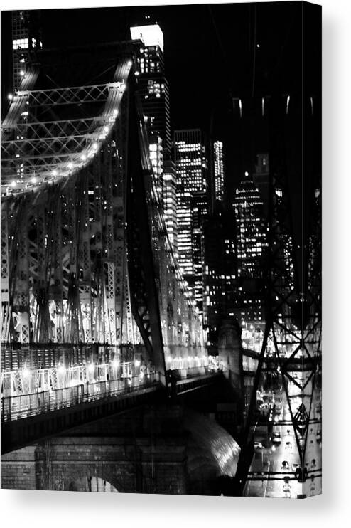 Night Canvas Print featuring the photograph Queensboro Bridge and Midtown East Towers - A Manhattan Nightscape by Steve Ember