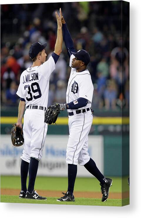 People Canvas Print featuring the photograph Rajai Davis and Josh Wilson by Duane Burleson