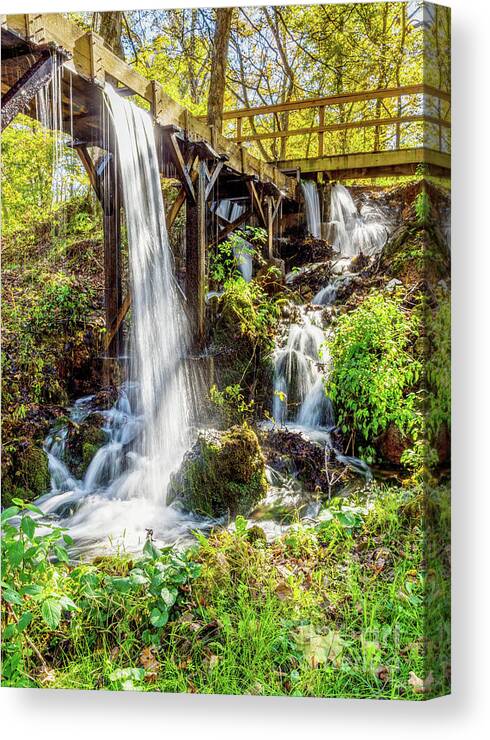Waterfall Canvas Print featuring the photograph Reeds Spring Mill Trough Waterfall by Jennifer White