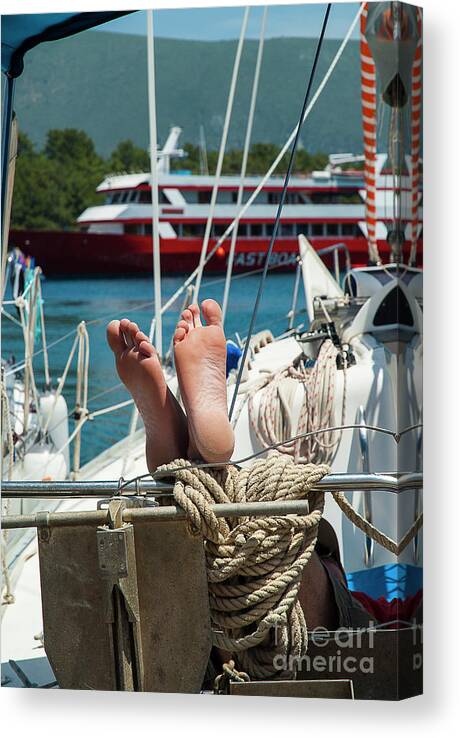 Greece Canvas Print featuring the photograph Relaxing in Ithaca in the Greek Islands by Brenda Kean