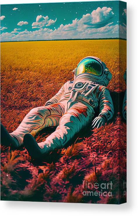 Astronaut Canvas Print featuring the painting Resting by N Akkash
