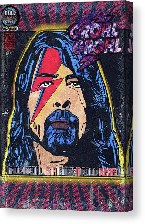 Dave Grohl Canvas Print featuring the digital art Rock n Roll Rebel by Christina Rick
