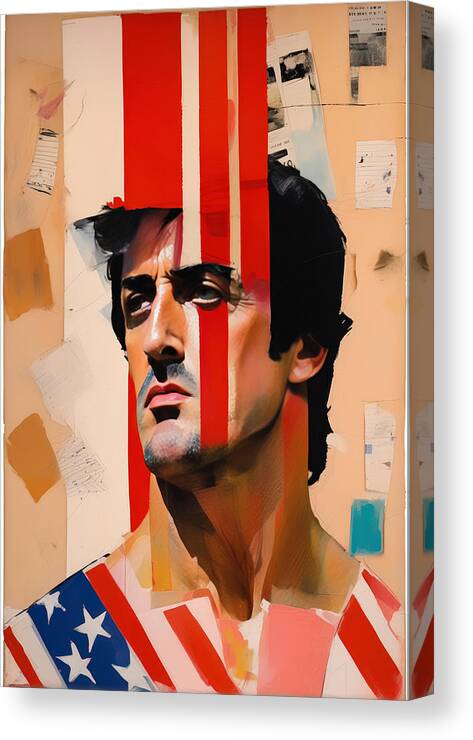 Syvester Stallone Canvas Print featuring the painting Rocky by My Head Cinema