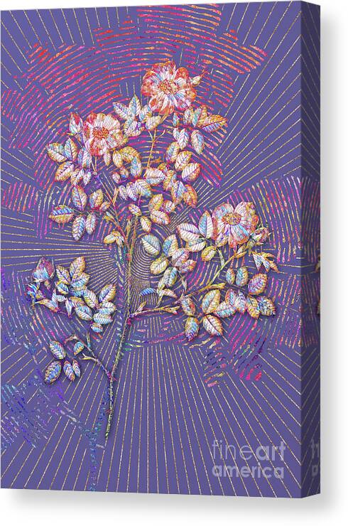 Mosaic Canvas Print featuring the mixed media Rose Corymb Mosaic Botanical Art on Veri Peri n.0080 by Holy Rock Design