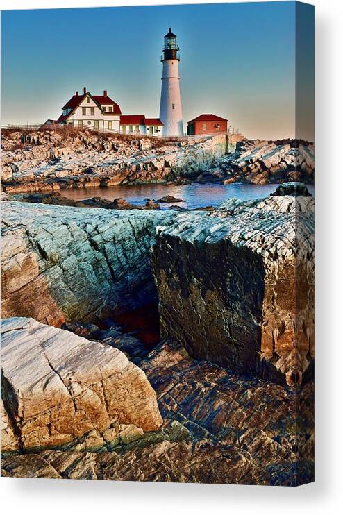 Maine Canvas Print featuring the photograph Rugged Terrain in Maine by Frozen in Time Fine Art Photography