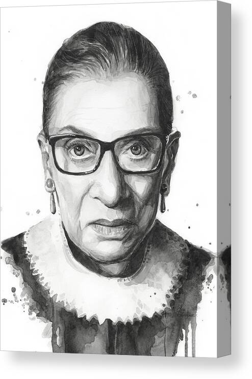 Ruth Bader Ginsburg Canvas Print featuring the painting Ruth Bader Ginsburg by Olga Shvartsur