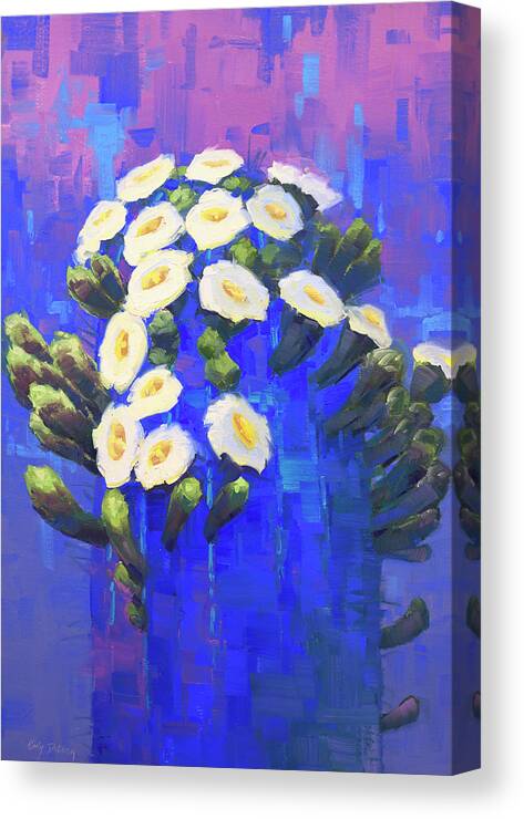 Saguaro Canvas Print featuring the painting Saguaro in Blue by Cody DeLong