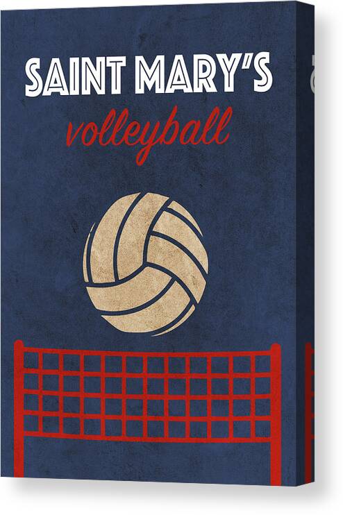 Saint Mary's University Of Minnesota Canvas Print featuring the mixed media Saint Mary's University of Minnesota Volleyball Team Vintage Sports Poster by Design Turnpike