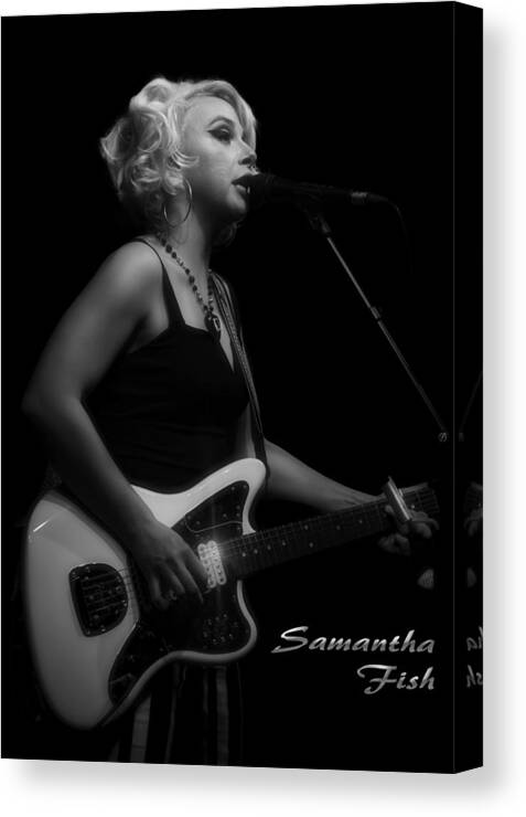 Samantha Fish Canvas Print featuring the photograph Samantha Fish Black and White by Micah Offman