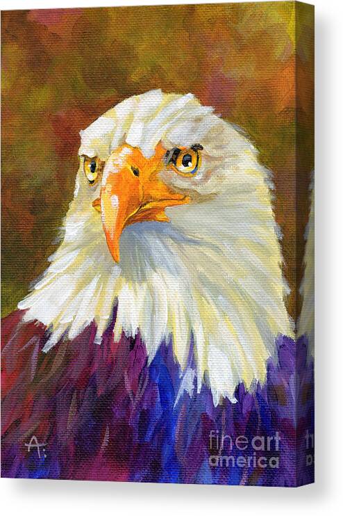 Eagle Canvas Print featuring the painting Sammy - Bald Eagle painting by Annie Troe