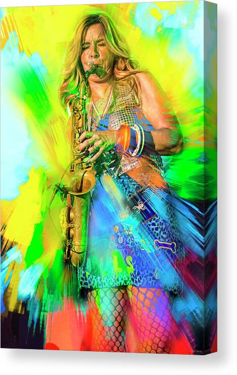 Sax-a-go-go Canvas Print featuring the mixed media Saxuality by Mal Bray