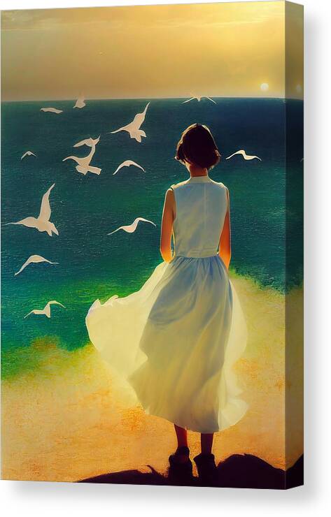 Field Canvas Print featuring the photograph Seagulls by Robert Knight
