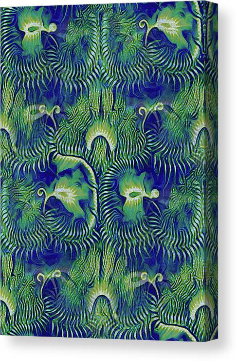 Modern Canvas Print featuring the mixed media Seaweed Teal Modern Art Nouveau Pattern by Shelli Fitzpatrick