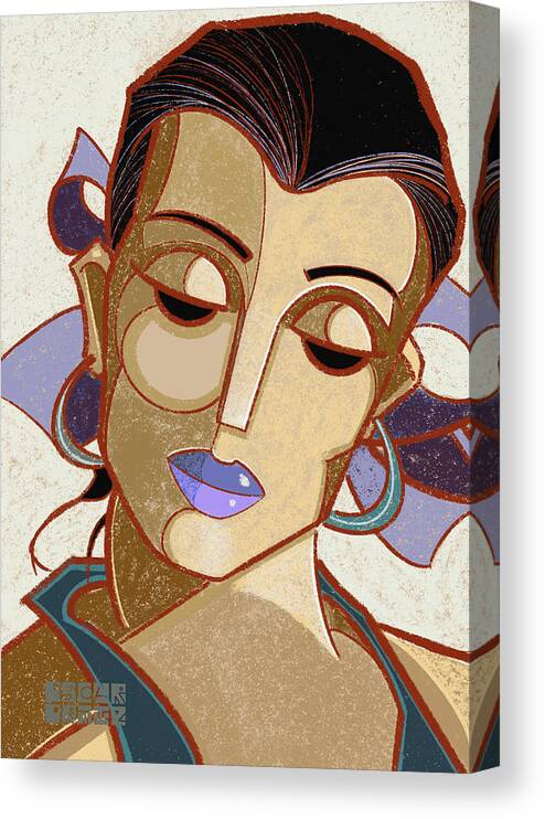 Mature Canvas Print featuring the painting Senora by Oscar Ortiz