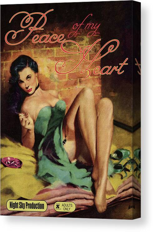 Sexy Girl Canvas Print featuring the digital art Sexy Pinup Smoking Girl by Long Shot