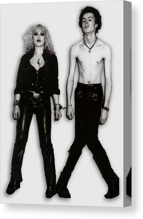 Sid Vicious Canvas Print featuring the painting Sid And Nancy Handcuffs by Tony Rubino