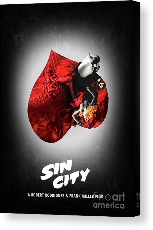 Movie Poster Canvas Print featuring the digital art Sin City by Bo Kev