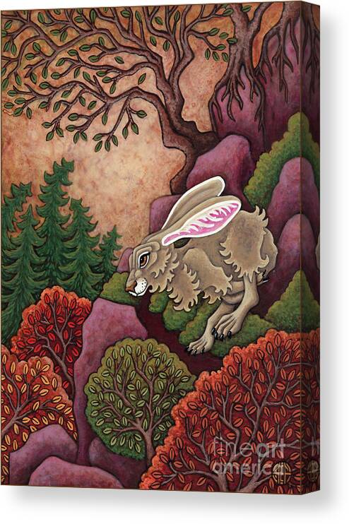 Hare Canvas Print featuring the painting Slopeside Sprint by Amy E Fraser