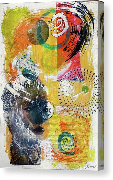 Abstract Canvas Print featuring the mixed media Something About Round Things by Jessica Levant