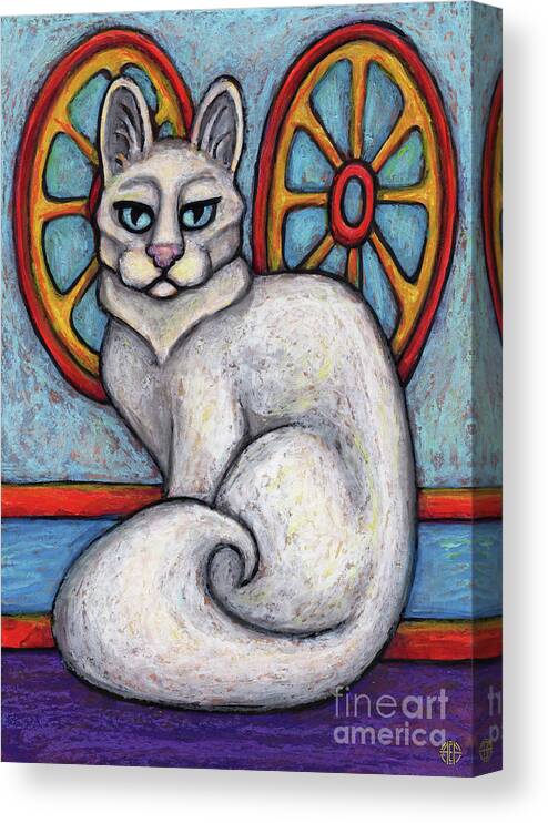 Cat Portrait Canvas Print featuring the painting Sookie. The Hauz Katz. Cat Portrait Painting Series. by Amy E Fraser