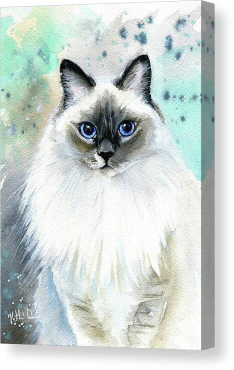 Cat Canvas Print featuring the painting Sophie Fluffy Cat Painting by Dora Hathazi Mendes