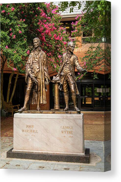 Statue Canvas Print featuring the photograph Statue of John Marshall and George Wythe by Rachel Morrison