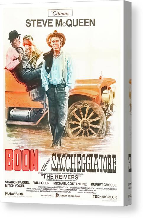 Boon Canvas Print featuring the mixed media Steve McQueen Boon Rievers 1960s movie poster by Retrographs