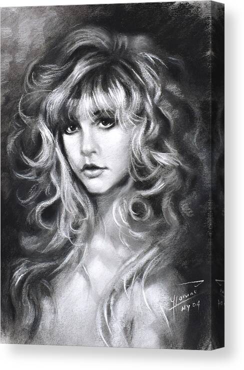 Stevie Nicks Canvas Print featuring the drawing Stevie Nicks by Ylli Haruni