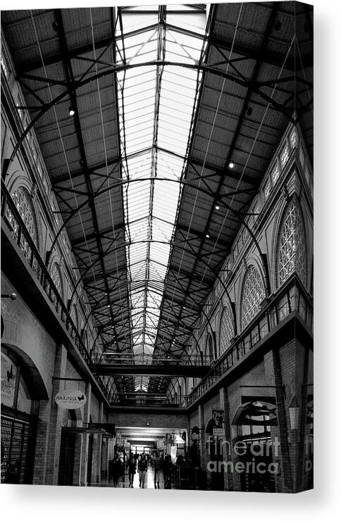 Ferry Building Canvas Print featuring the photograph Strolling through the Ferry Building by Manuela's Camera Obscura