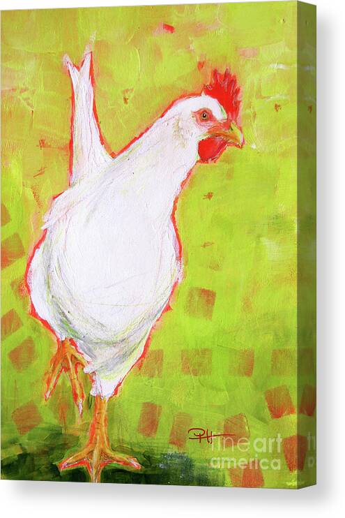 Chicken Canvas Print featuring the painting Strutting Her Stuff by Patricia Henderson