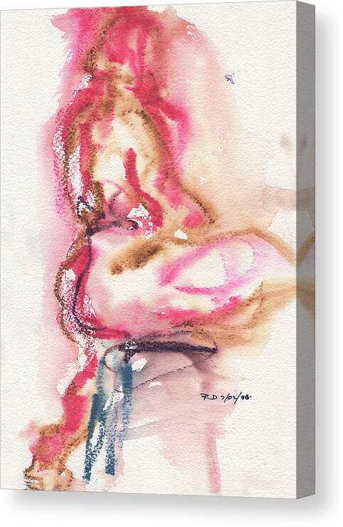 Abstract Nude Watercolour Canvas Print featuring the painting Studio Nude VI by Roxanne Dyer