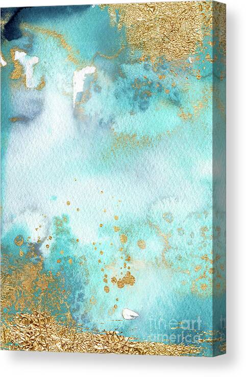 Sunbaked Mint Canvas Print featuring the painting Sunbaked Mint And Gold by Garden Of Delights