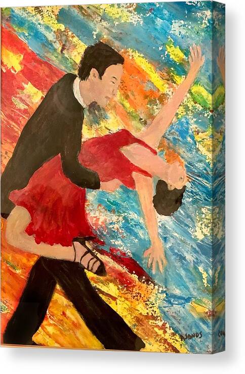 Red Dress Canvas Print featuring the painting Tango Sensation by Anne Sands