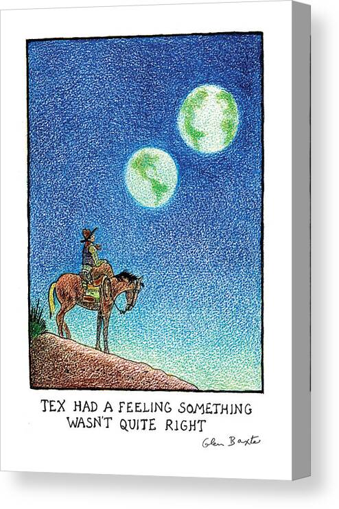 Captionless Canvas Print featuring the drawing Tex Had A Feeling by Glen Baxter