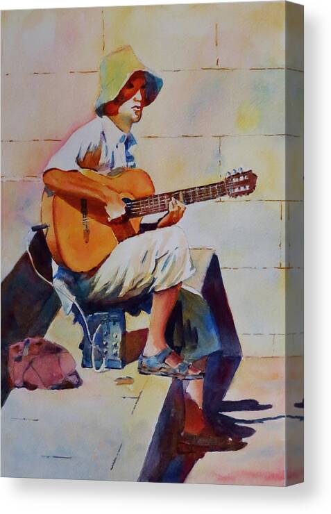 Summer Canvas Print featuring the painting The Busker-G.Berry #54 by David Gilmore
